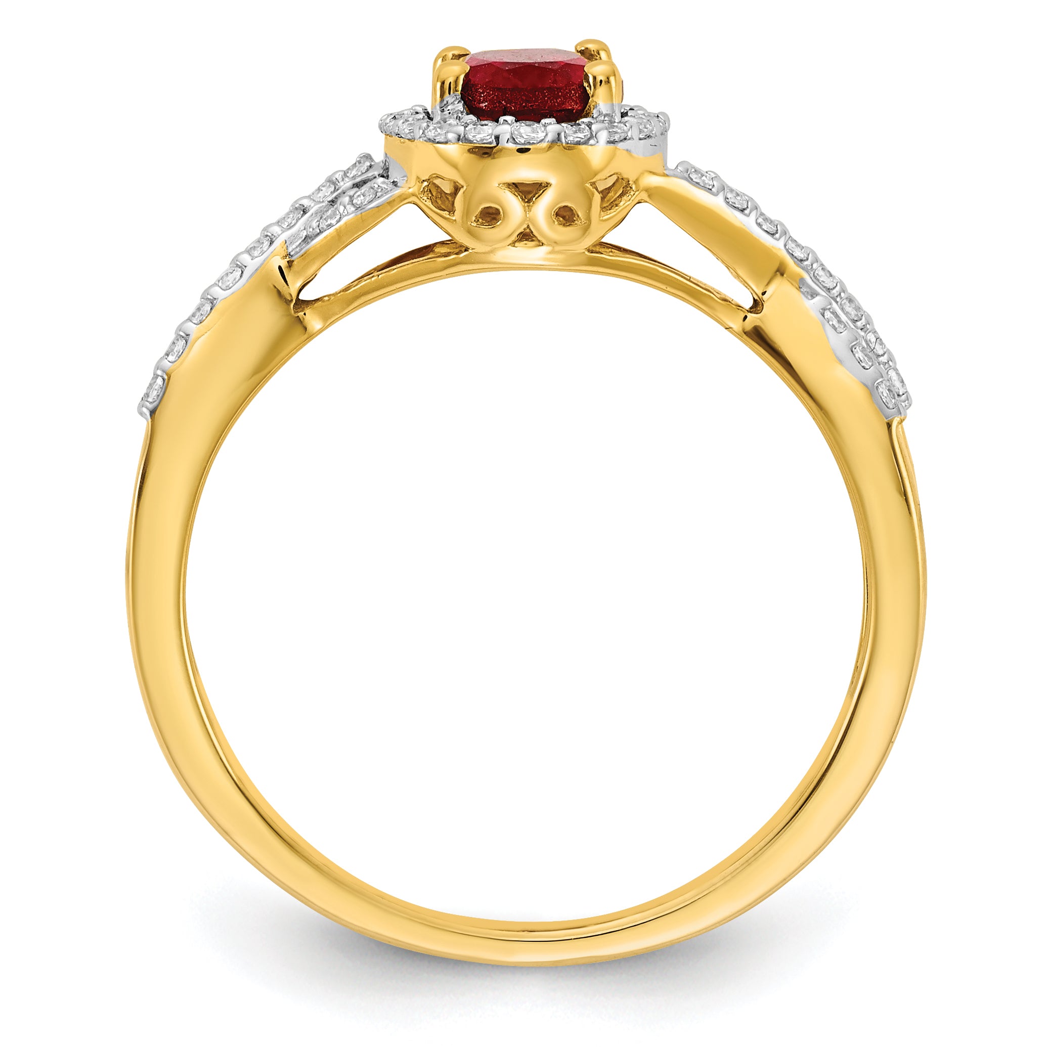 14k 1/5 carat Lab Grown Diamond VS/SI+ G+ and Lab Created Ruby Oval Halo Ring Secondary image