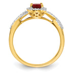 14k 1/5 carat Lab Grown Diamond VS/SI+ G+ and Lab Created Ruby Oval Halo Ring