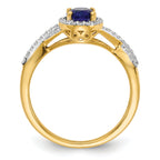 14k 1/5 carat Lab Grown Diamond VS/SI+ G+ and Lab Created Blue Sapphire Oval Halo Ring