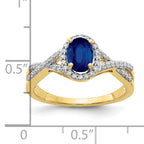 10k Diamond and Sapphire Oval Halo Ring