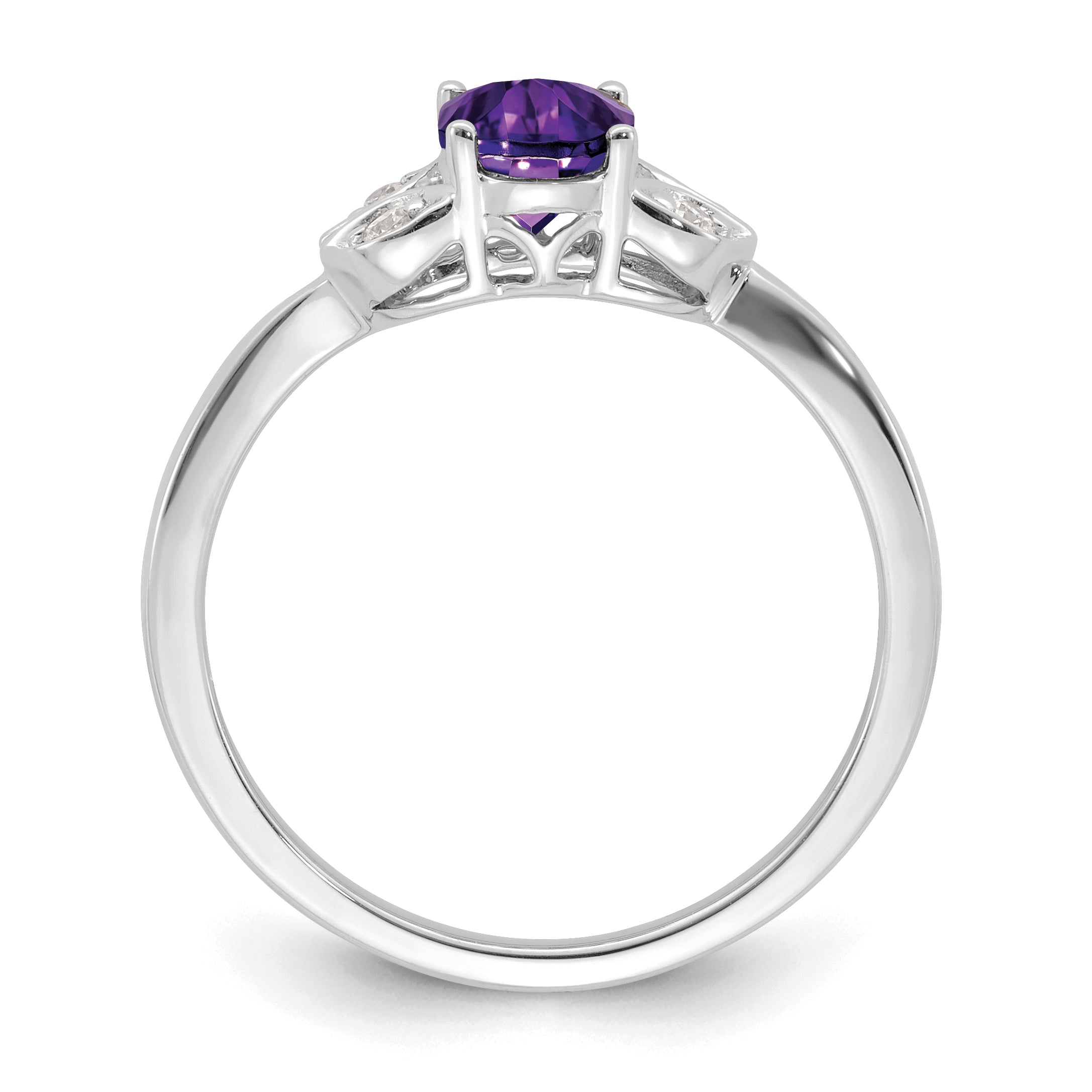 14k White Gold Amethyst and Diamond Ring Secondary image