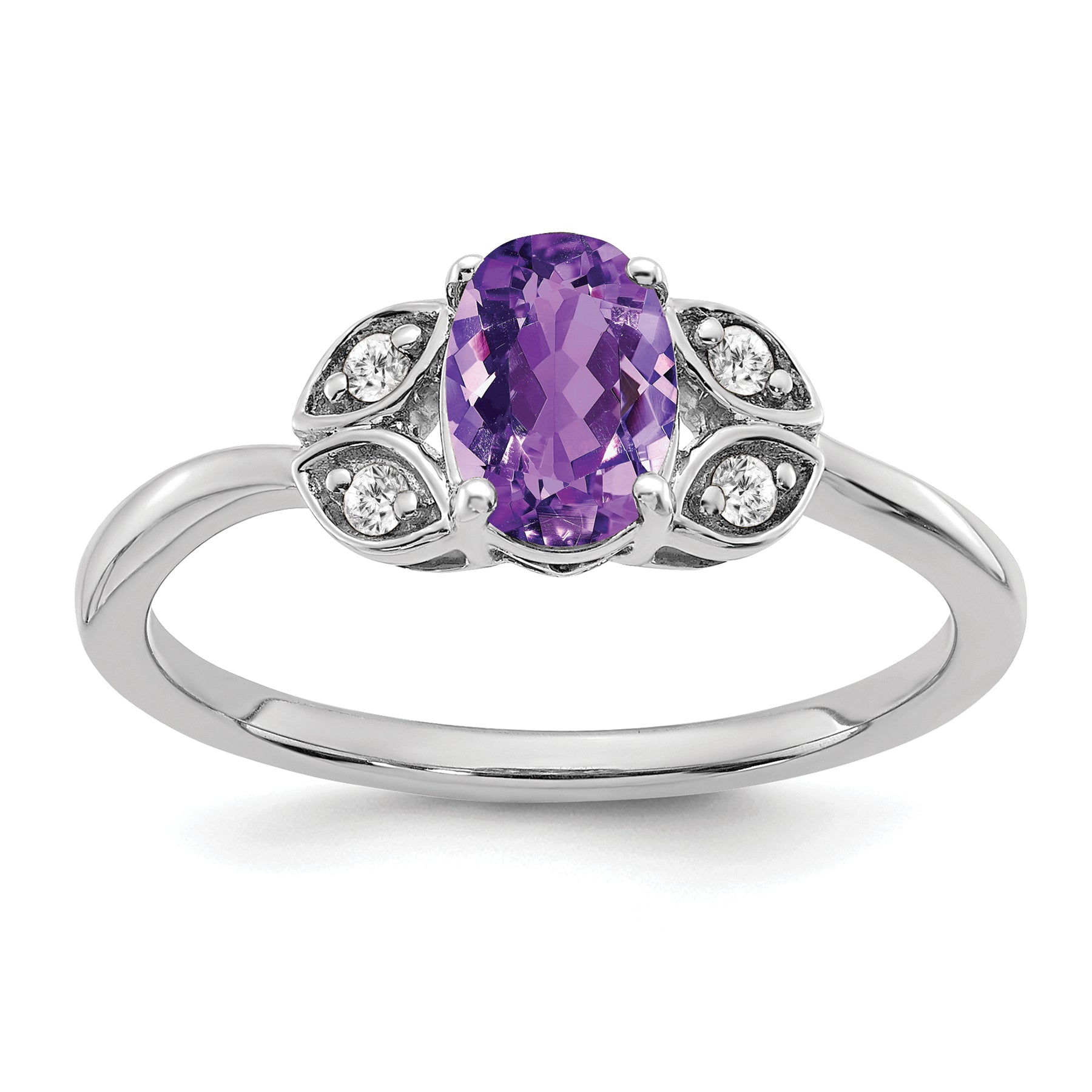 14k White Gold Amethyst and Diamond Ring Main image