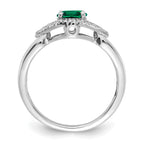 14k White Gold 1/10 carat Lab Grown Diamond VS/SI+ G+ and Lab Created Emerald Ring