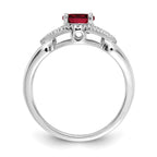 14k White Gold 1/10 carat Lab Grown Diamond VS/SI+ G+ and Lab Created Ruby Ring
