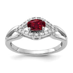 14k White Gold 1/10 carat Lab Grown Diamond VS/SI+ G+ and Lab Created Ruby Ring