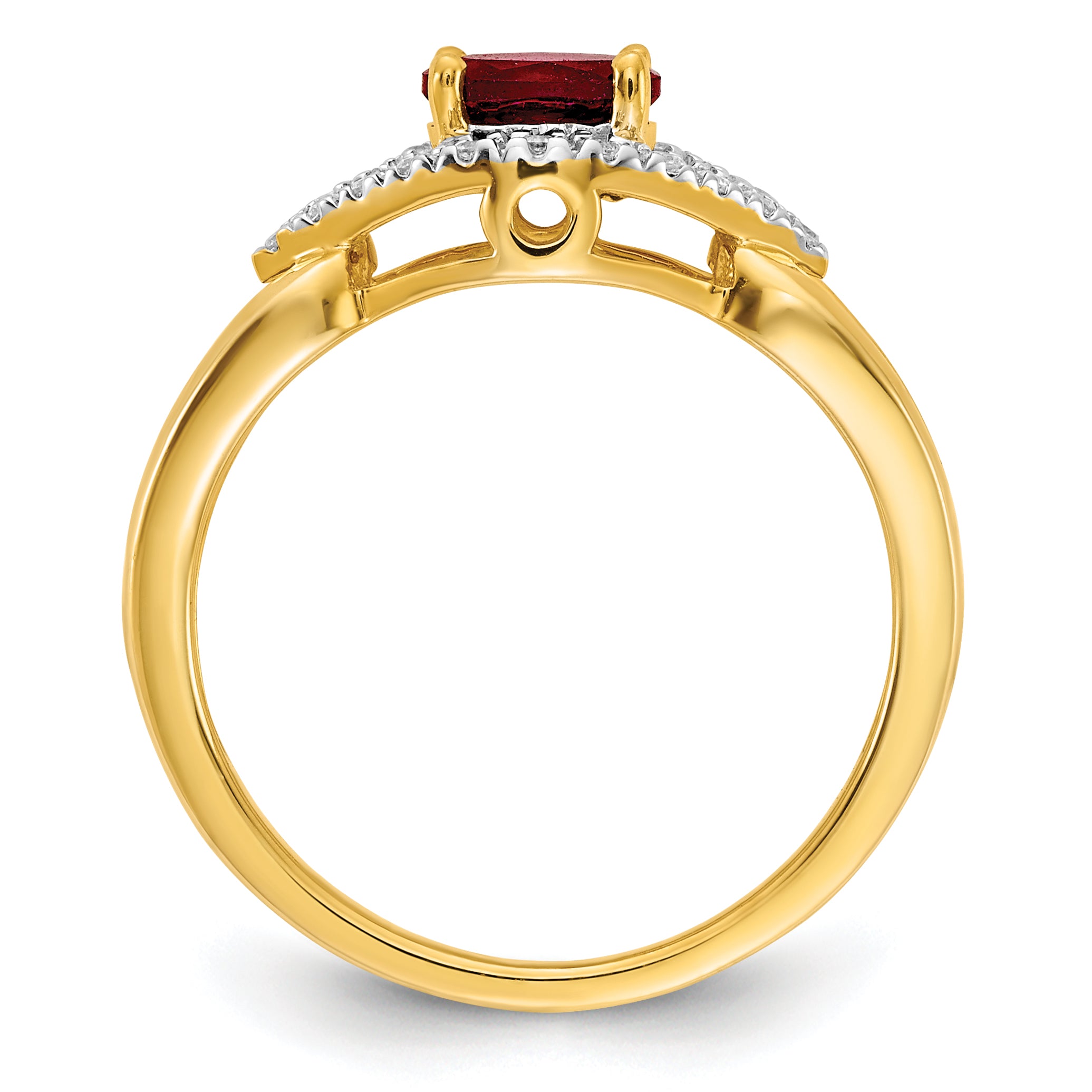 14k 1/10 carat Lab Grown Diamond VS/SI+ G+ and Lab Created Ruby Ring