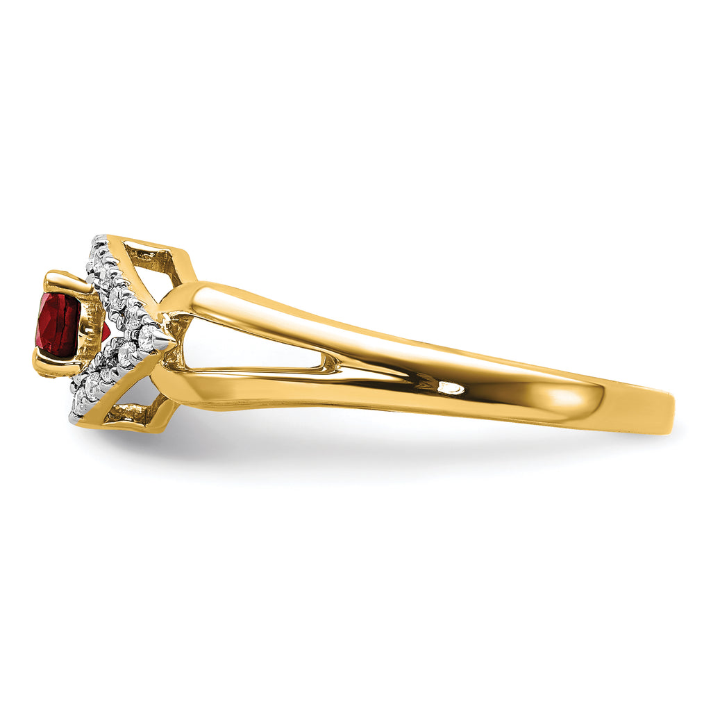 14k 1/10 carat Lab Grown Diamond VS/SI+ G+ and Lab Created Ruby Ring