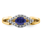 14k 1/10 carat Lab Grown Diamond VS/SI+ G+ and Lab Created Blue Sapphire Ring