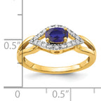 14k 1/10 carat Lab Grown Diamond VS/SI+ G+ and Lab Created Blue Sapphire Ring