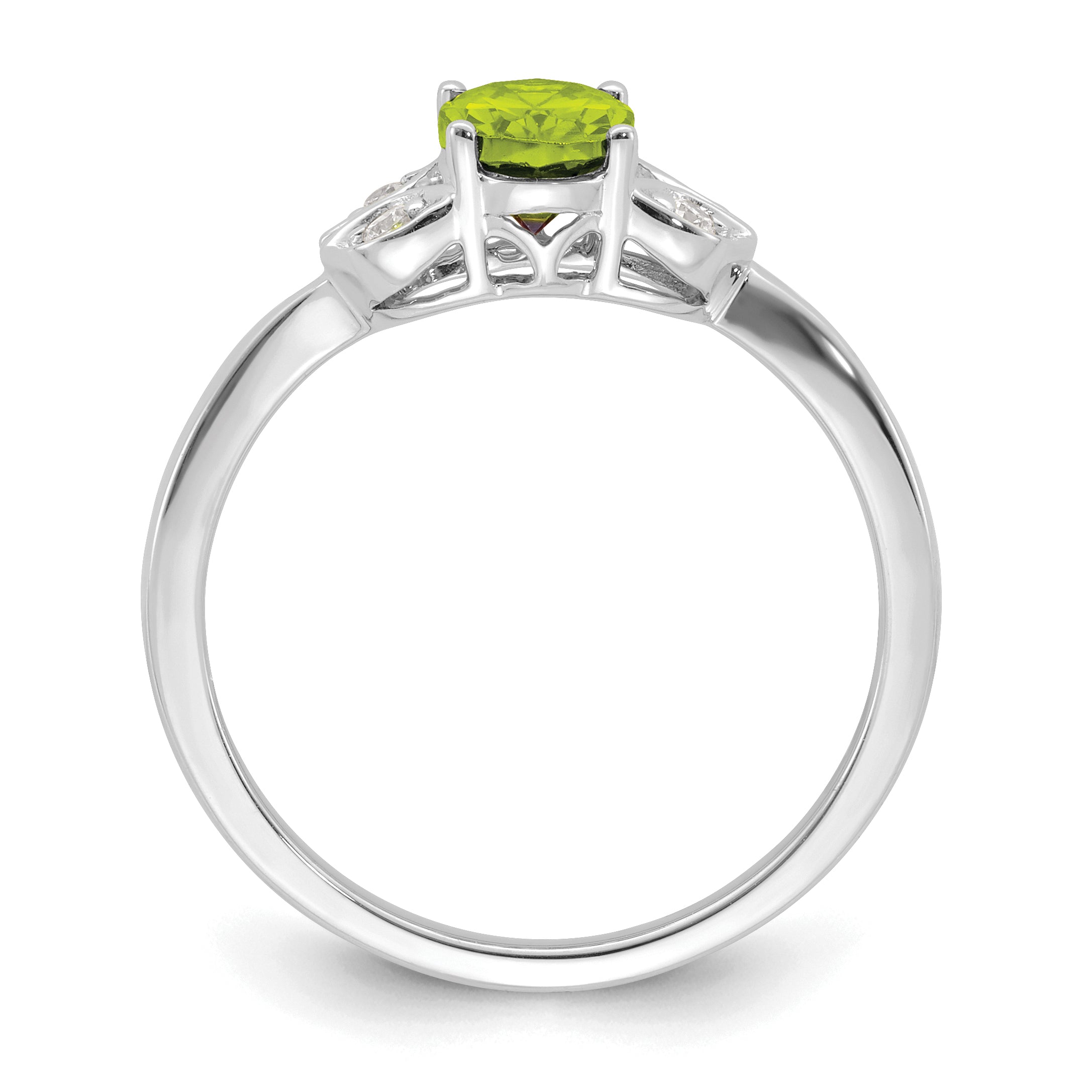 10k White Gold Peridot and Diamond Ring Secondary image