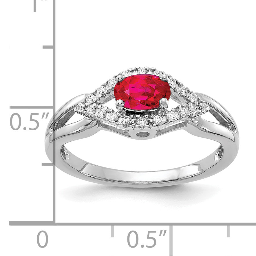 10k White Gold Diamond and Ruby Ring
