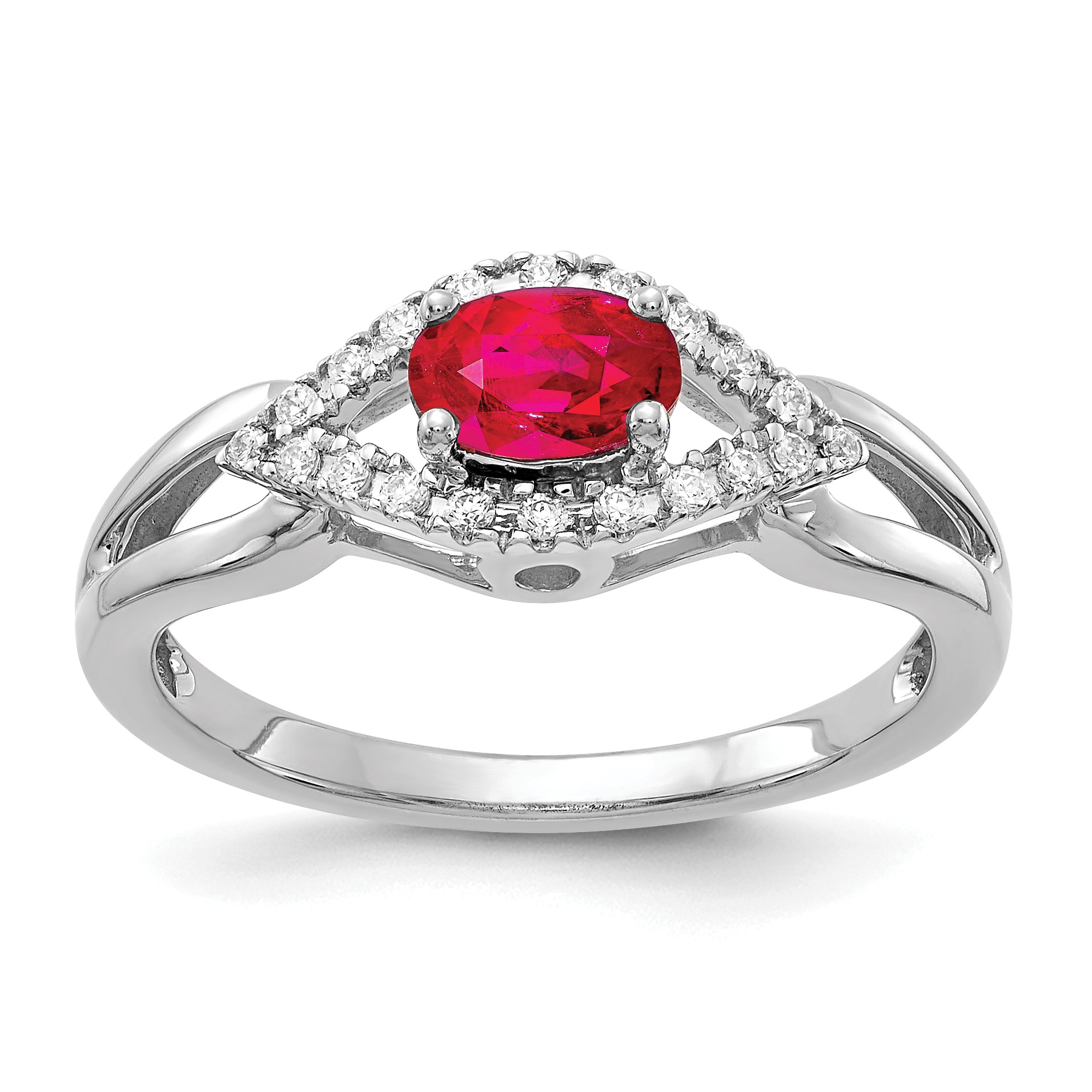 10k White Gold Diamond and Ruby Ring Main image