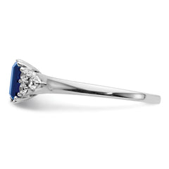 14k White Gold 1/6 carat Lab Grown Diamond VS/SI+ G+ and Lab Created Blue Sapphire Ring