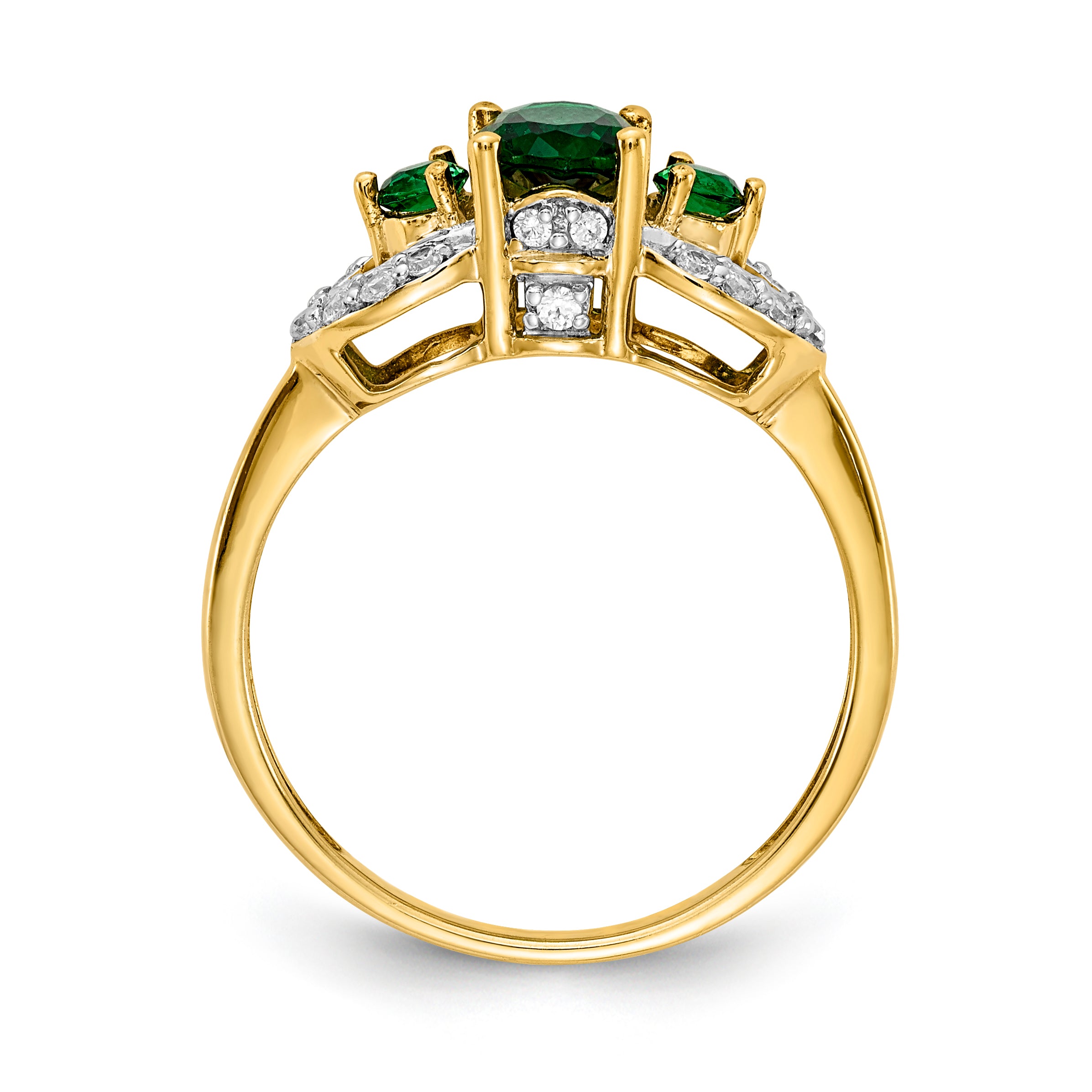 14k Oval Emerald and Diamond Ring Secondary image
