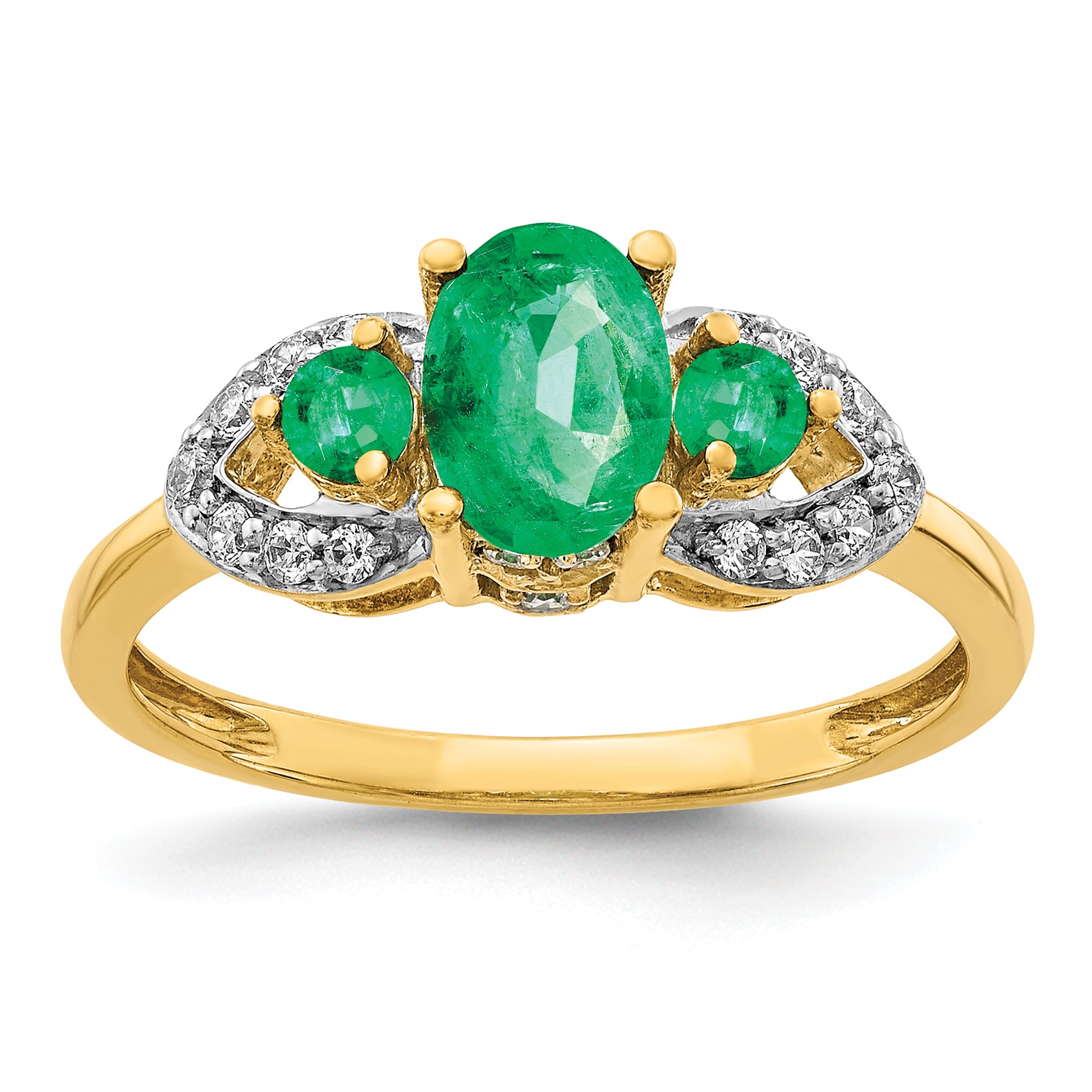 14k Oval Emerald and Diamond Ring Main image
