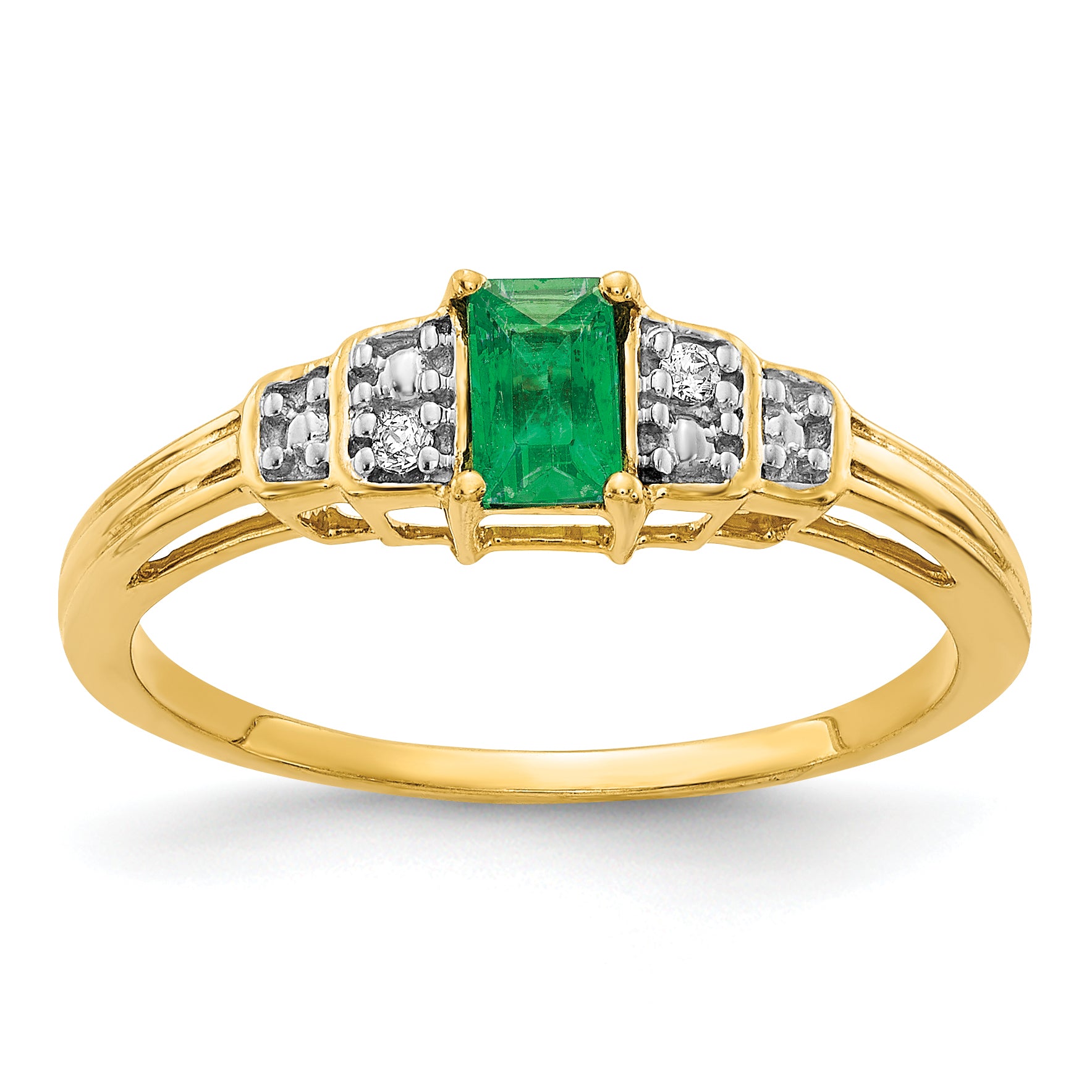 10K Emerald and Diamond Ring