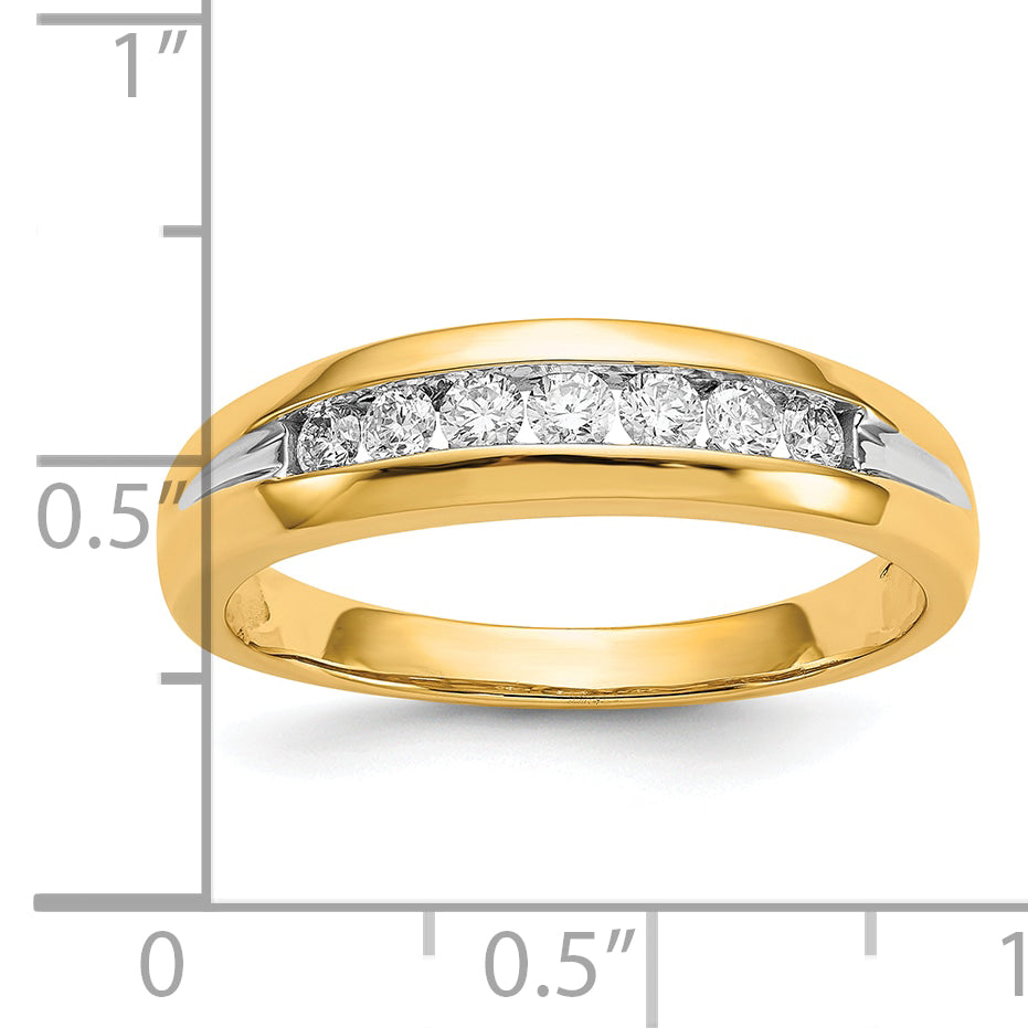 10K w/Rhodium Diamond Mens Channel Ring