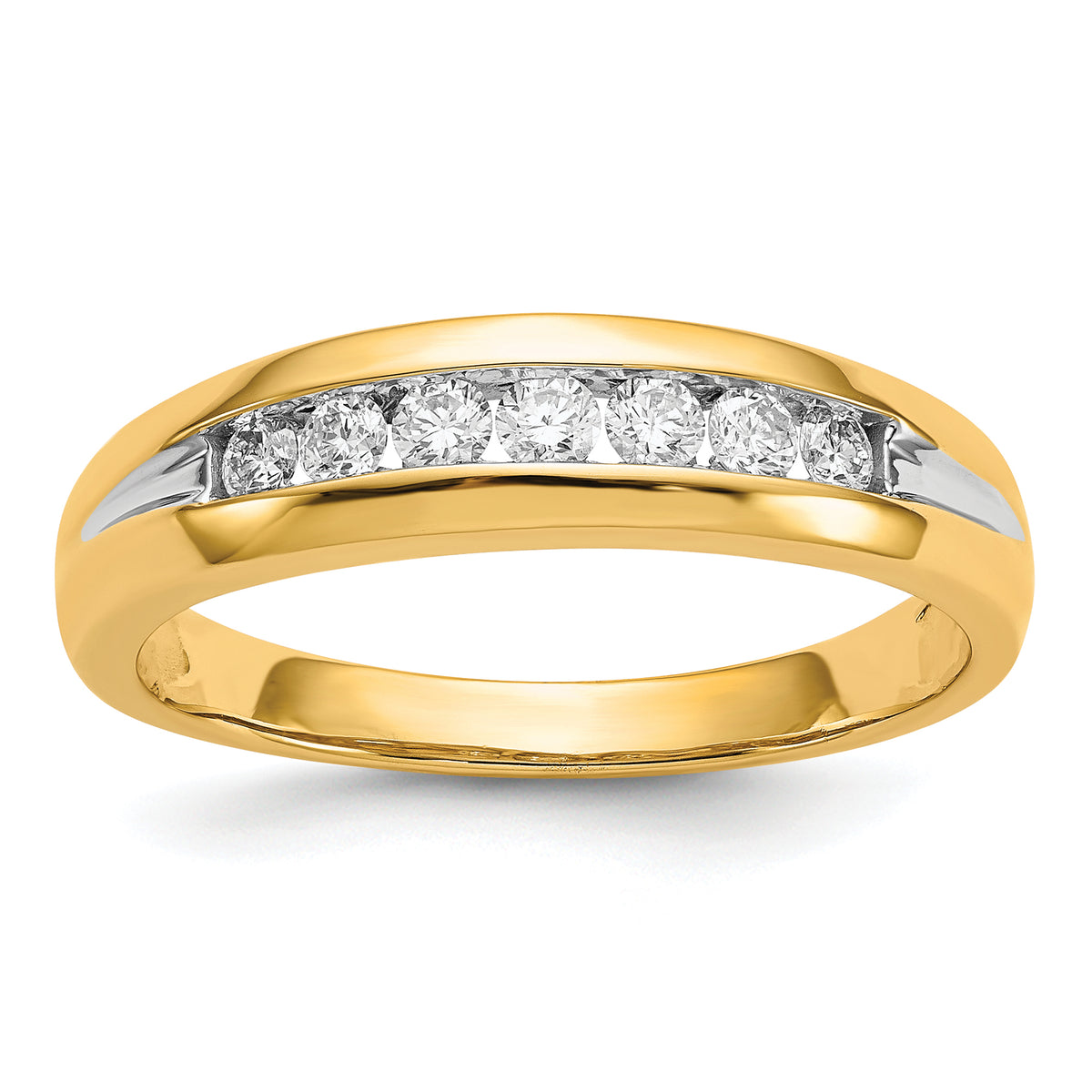 10K w/Rhodium Diamond Mens Channel Ring
