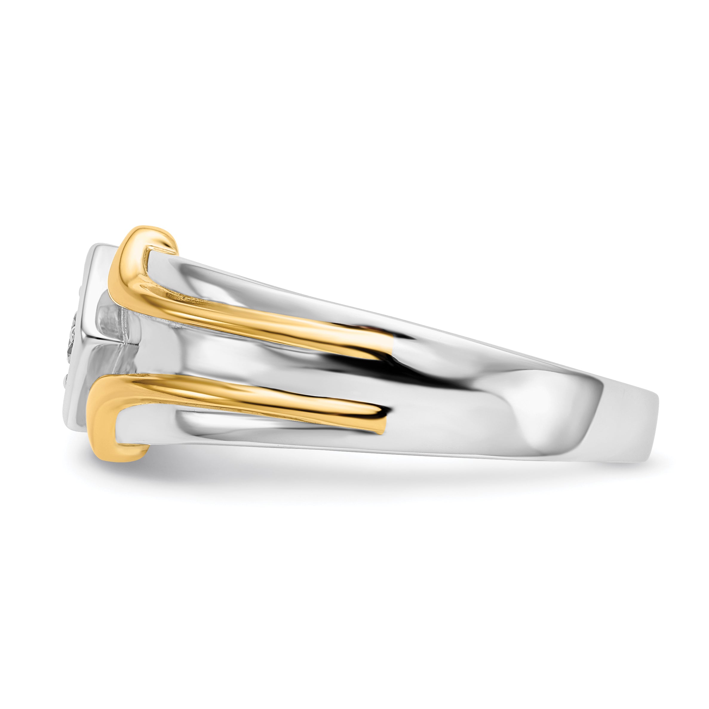 14k Two-tone Diamond Mens Ring