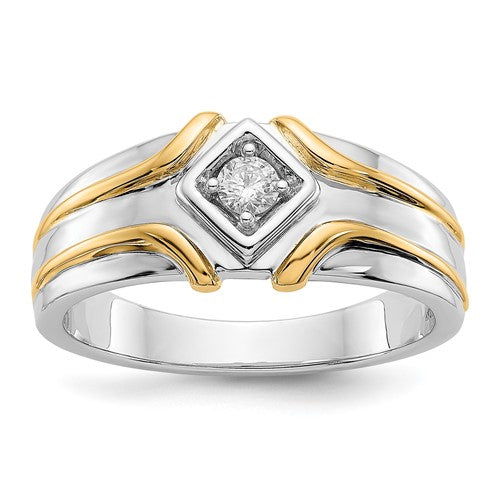 Men's Lab-Grown Diamond Ring in 14K Two-Tone Gold (1/6 ct. tw.), Size 10 - Sophia Jewelers Main image