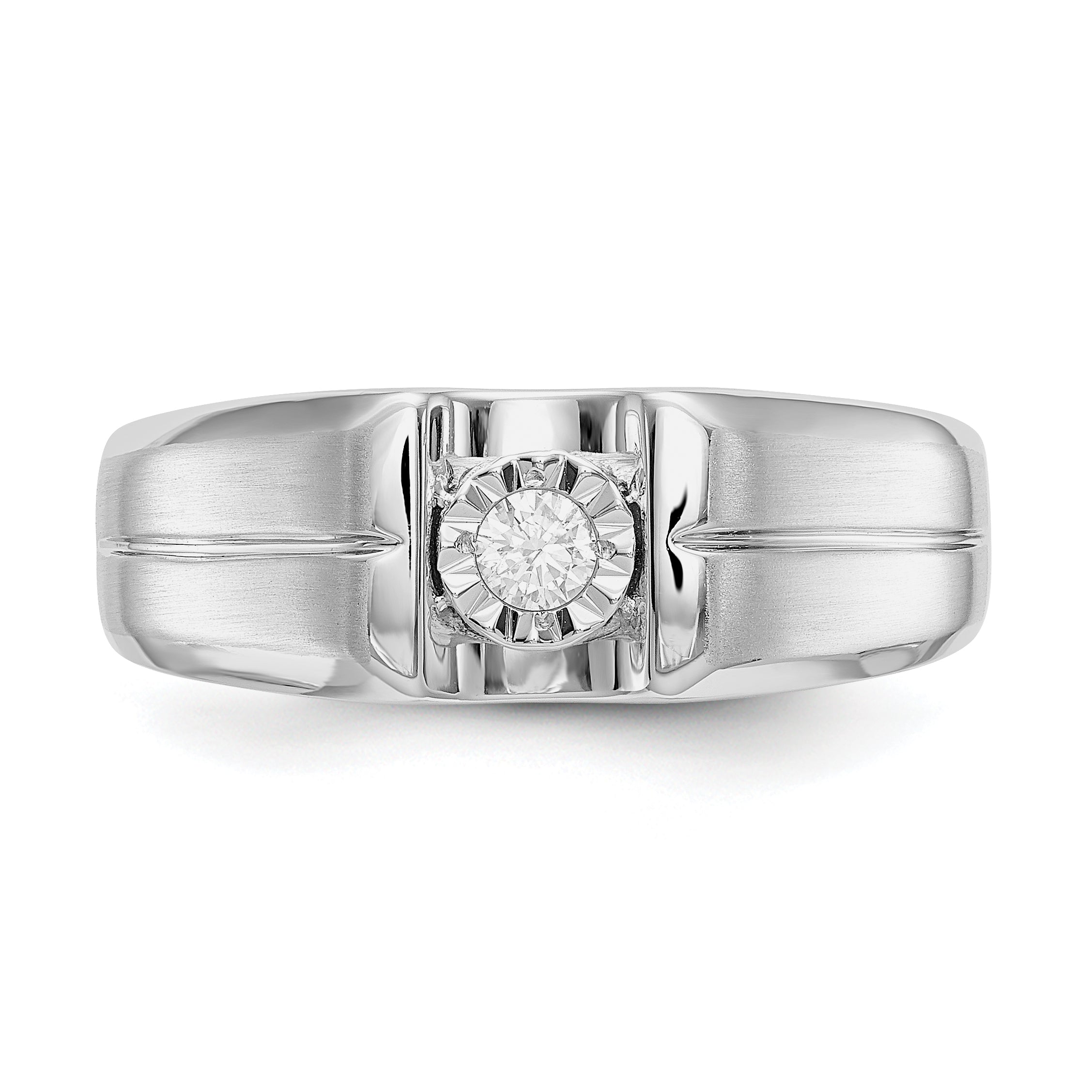 14k White Gold Diamond Mens Ring