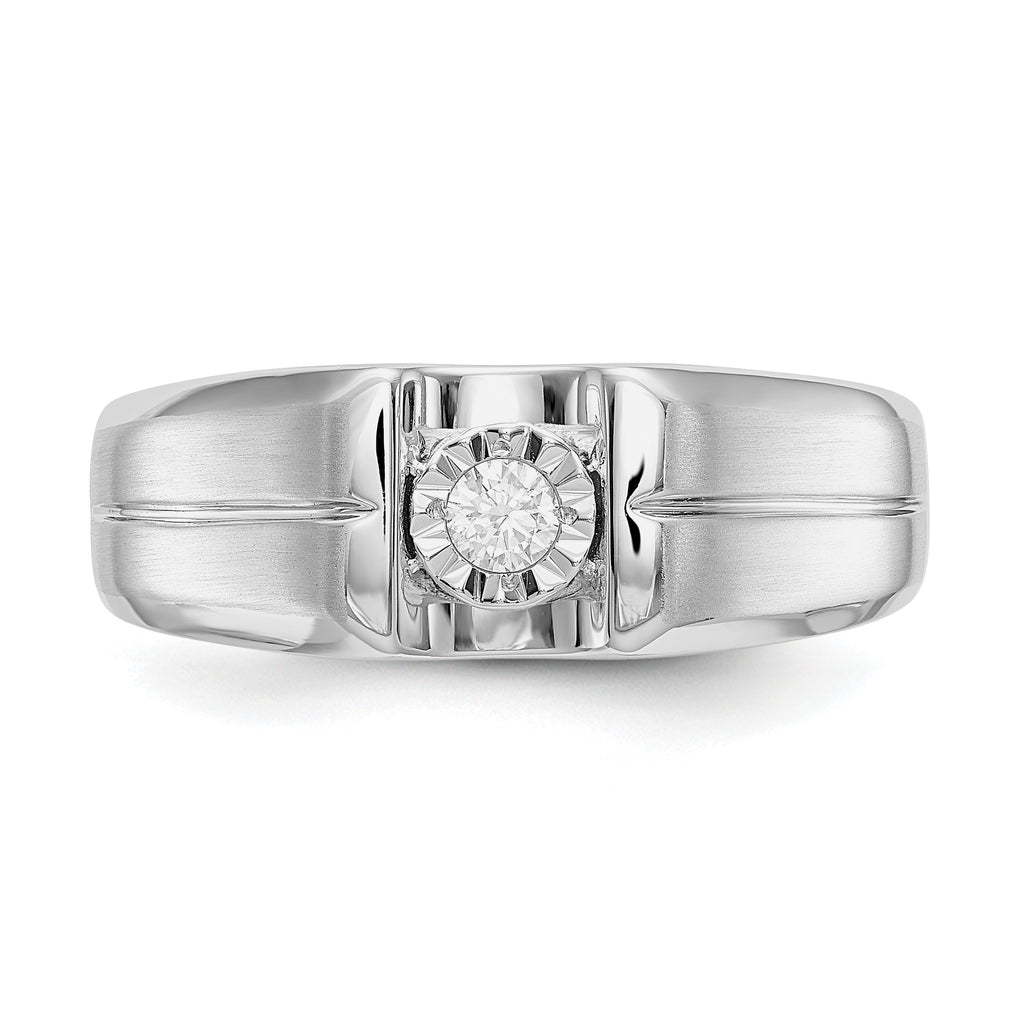 14k White Gold Diamond Mens Ring