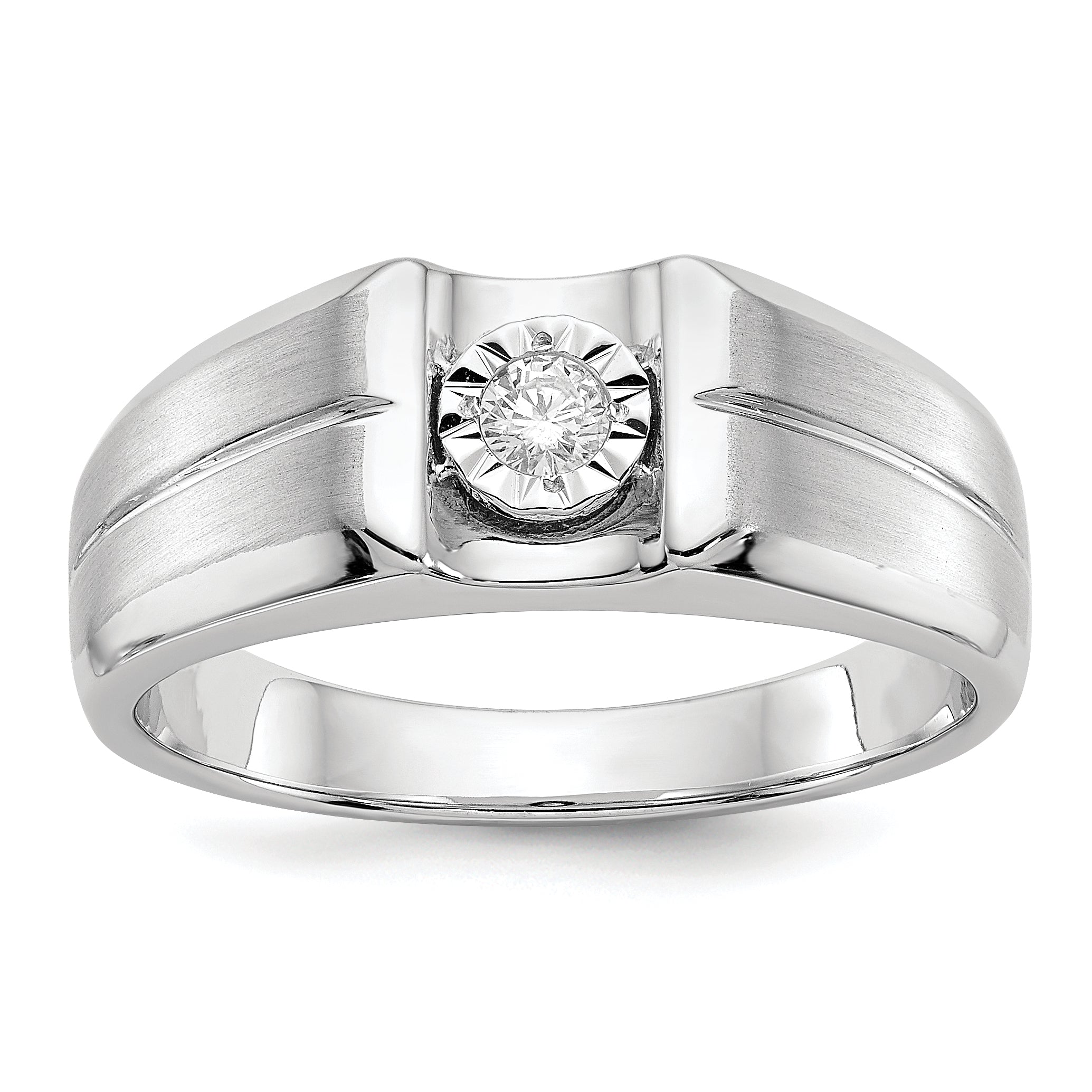 14k White Gold Diamond Mens Ring Main image