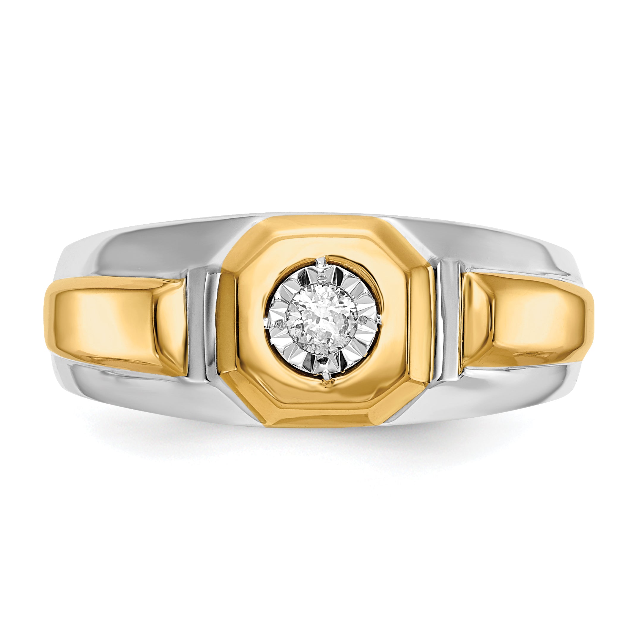 14k Two-tone Diamond Mens Ring