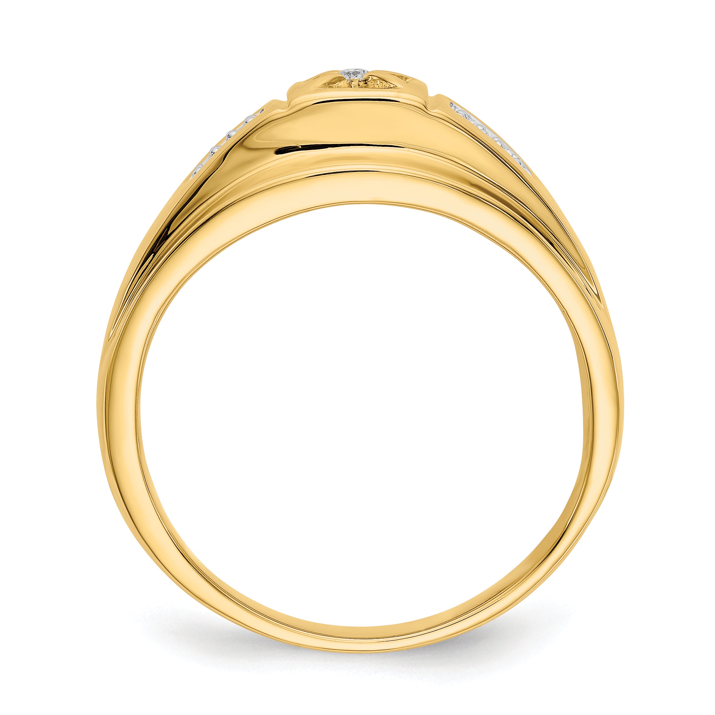 14k and Rhodium Diamond Mens Ring