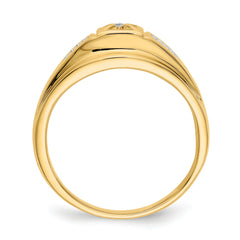 14k and Rhodium Diamond Mens Ring