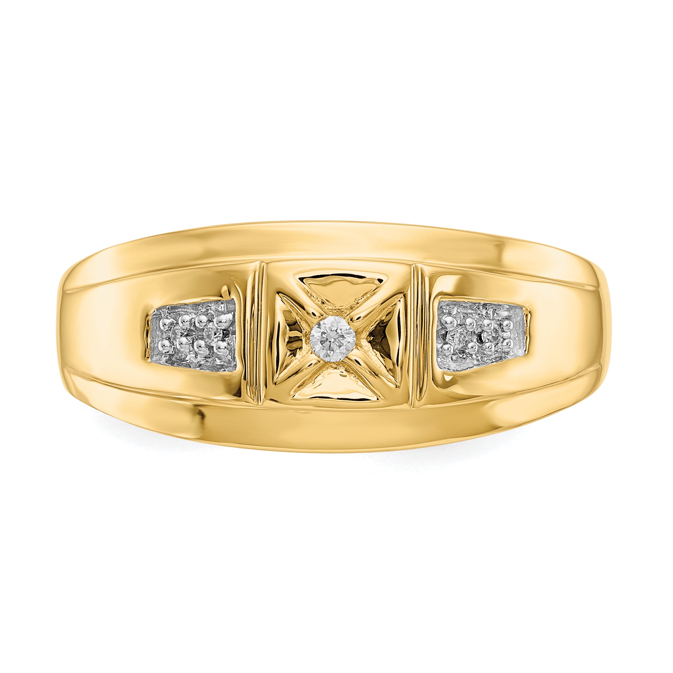 14k and Rhodium Diamond Mens Ring