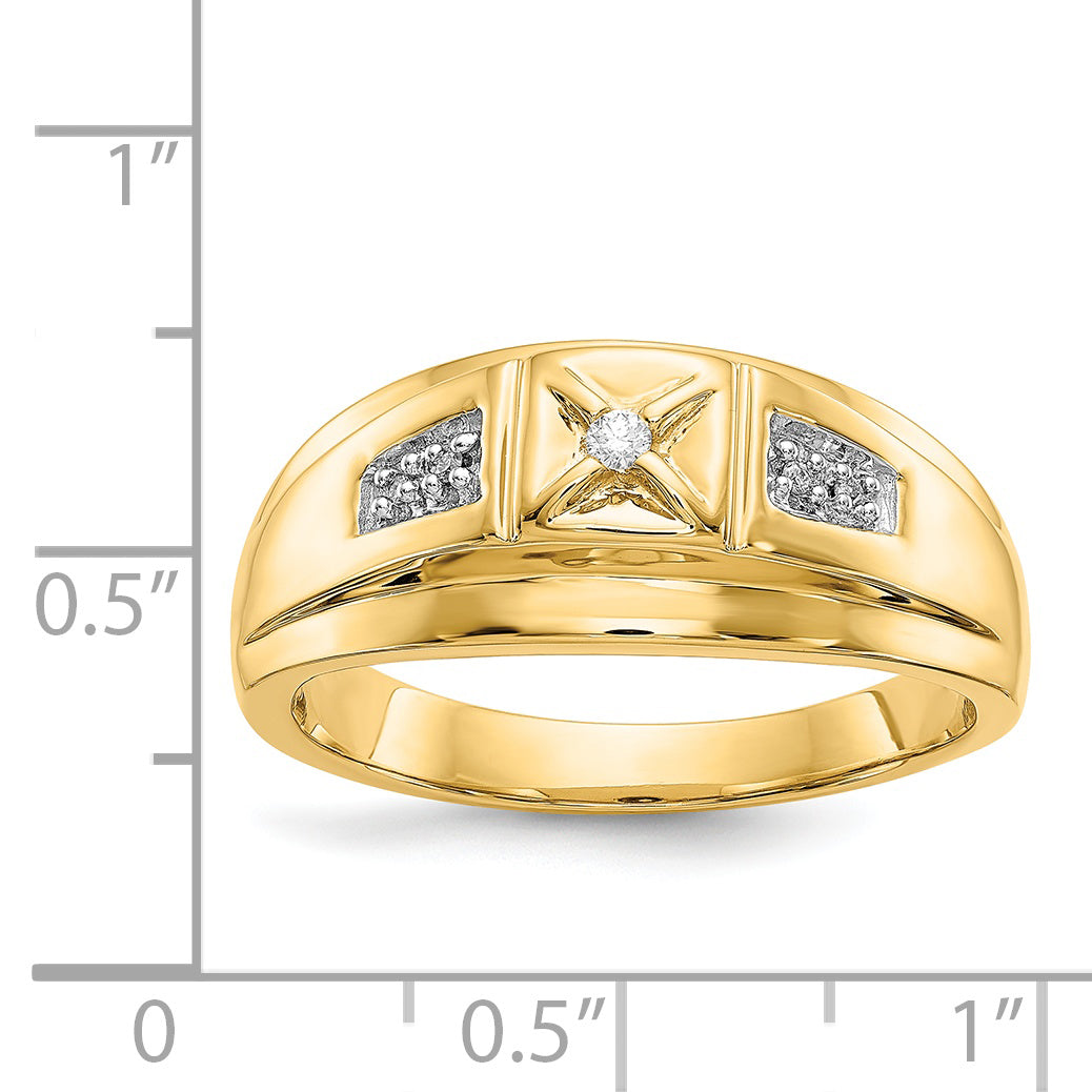 14k and Rhodium Diamond Mens Ring