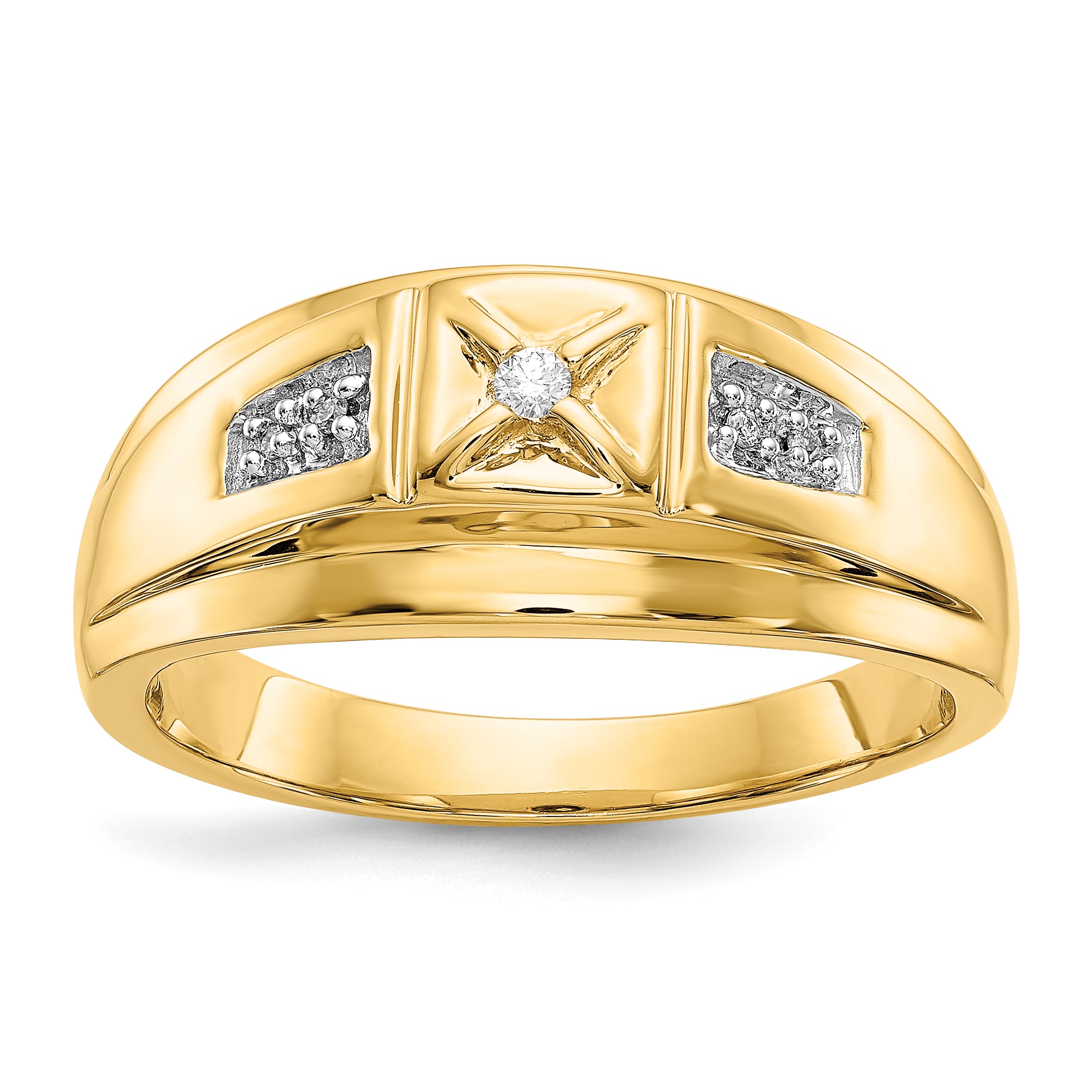 14k and Rhodium Diamond Mens Ring Main image