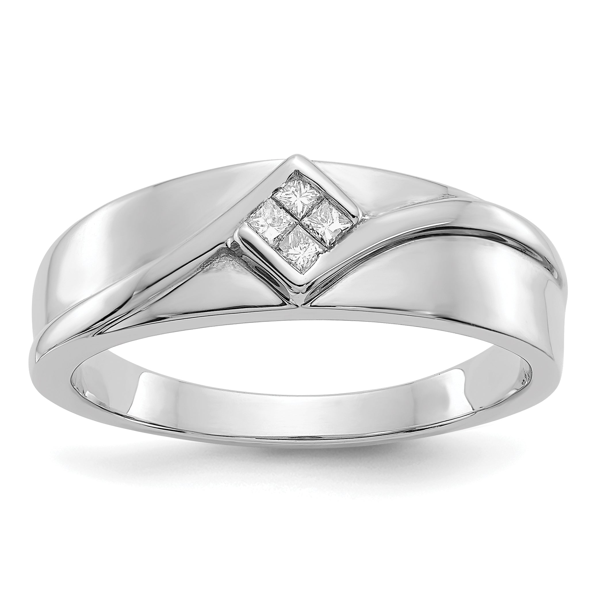 14k White Gold Diamond Mens Ring Main image