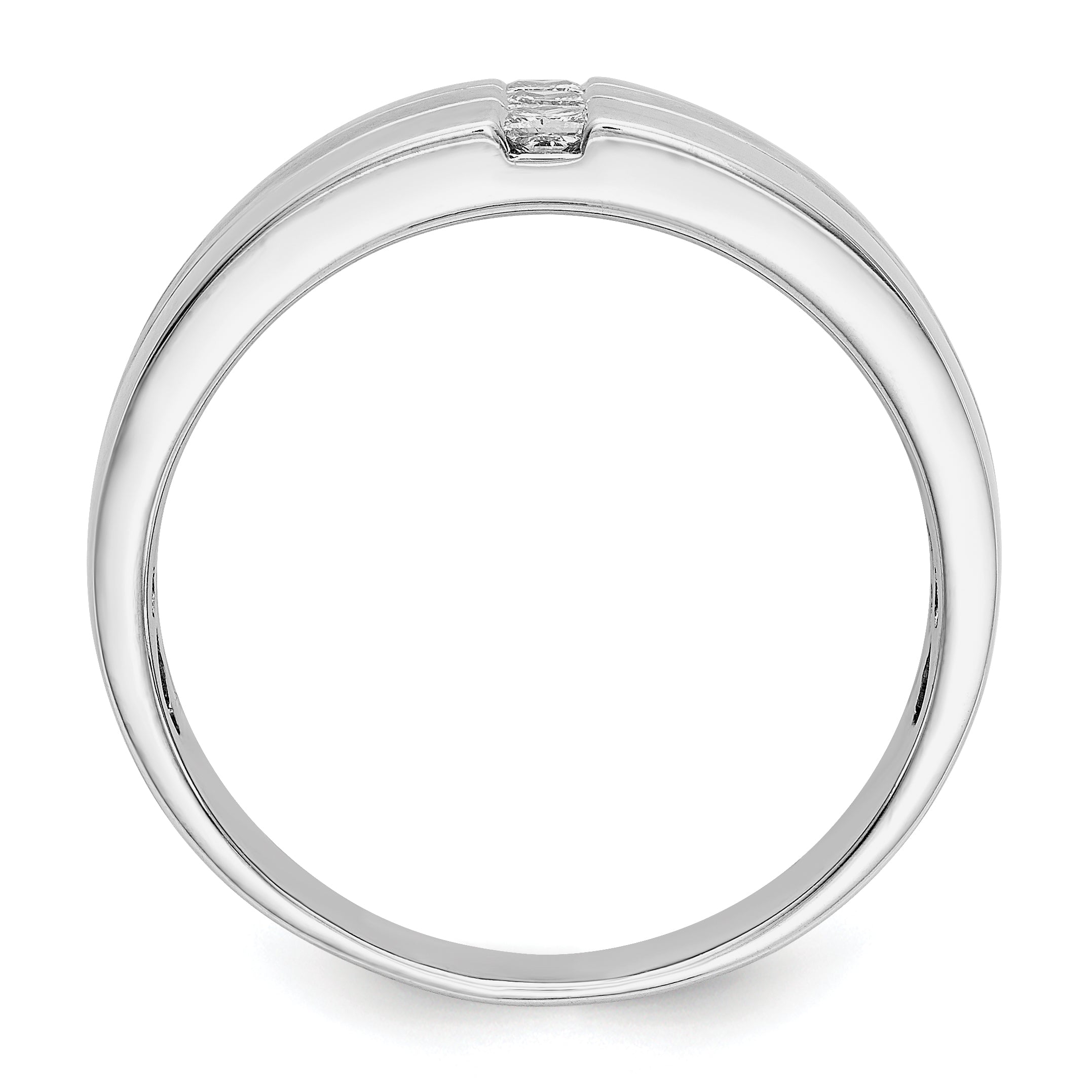 14k White Gold Mens Diamond Polished and Satin Ring