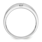 14k White Gold Mens Diamond Polished and Satin Ring