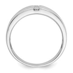 14k White Gold Mens Diamond Polished and Satin Ring