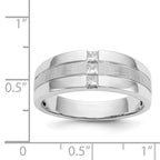 14k White Gold Mens Diamond Polished and Satin Ring