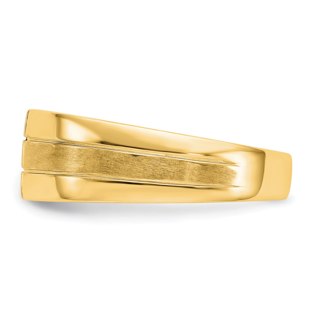 14k Mens Diamond Polished and Satin Ring