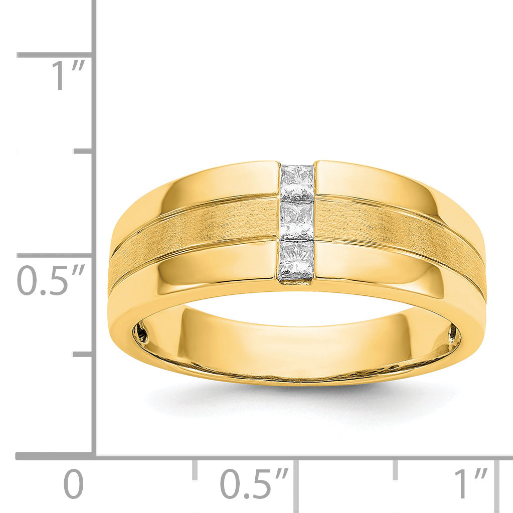 14k Mens Diamond Polished and Satin Ring