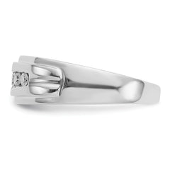 14k White Gold Diamond Mens 5-stone Ring