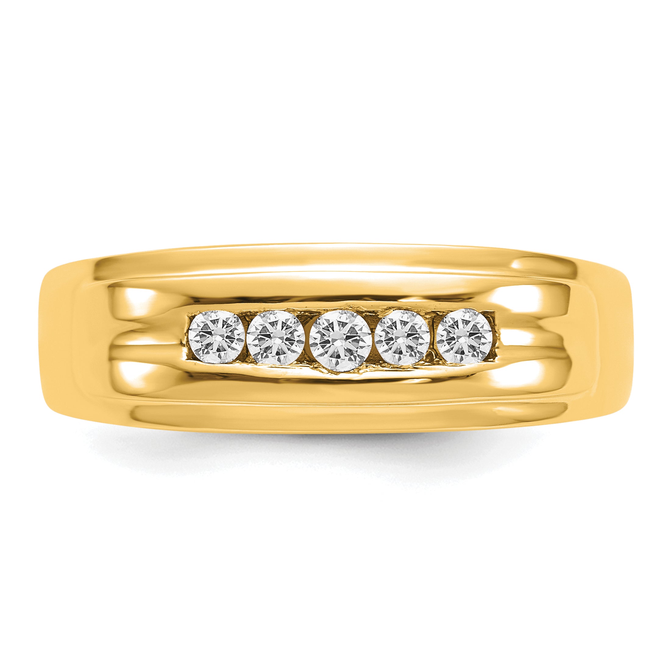 14k Diamond Mens 5-stone Ring