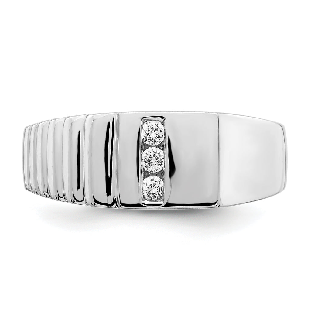 14k White Gold Diamond Mens Ring