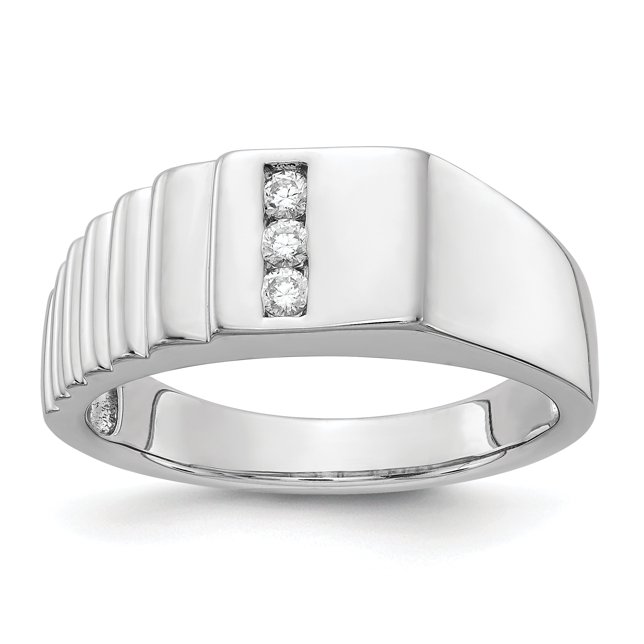 14k White Gold Diamond Mens Ring Main image