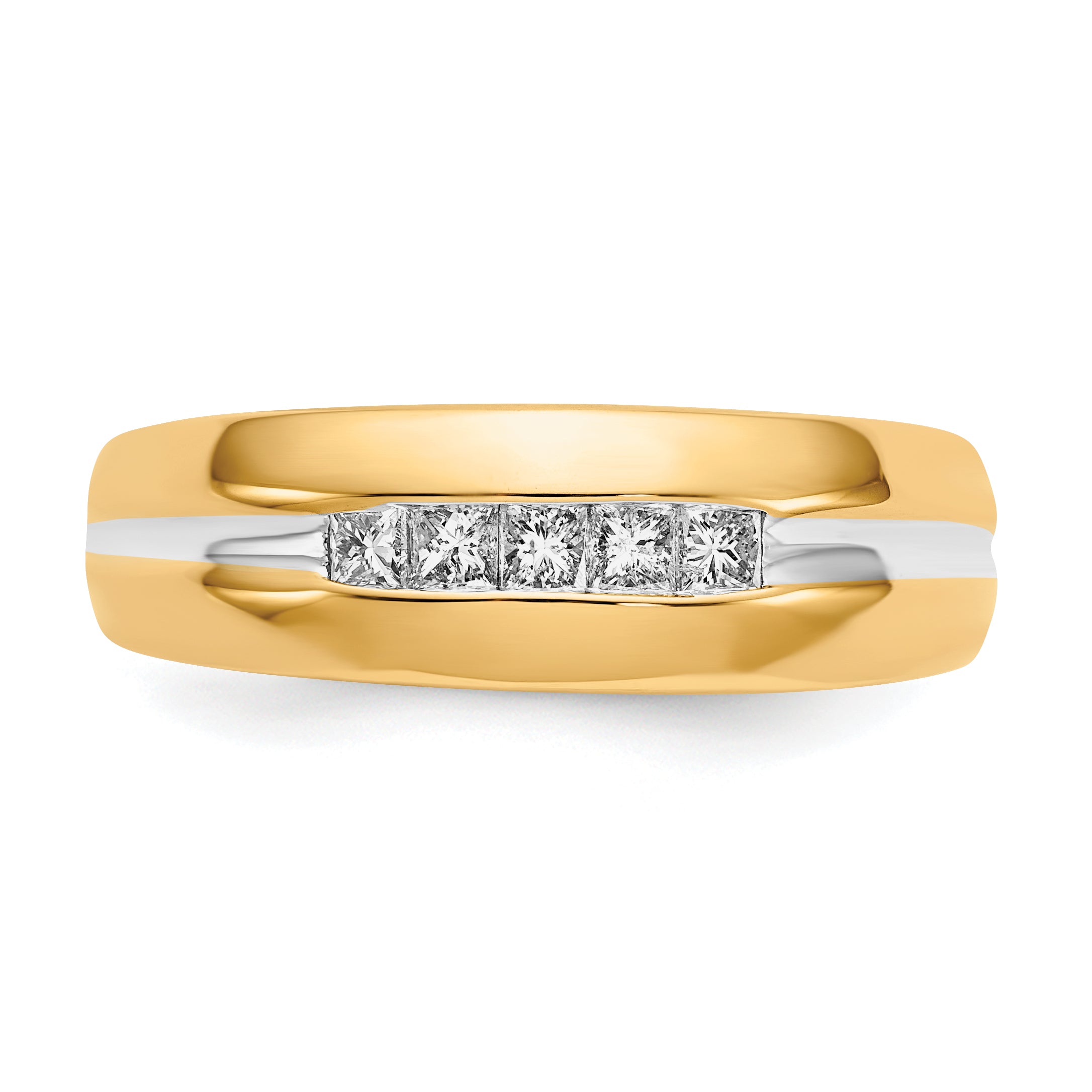 14k with Rhodium Diamond Mens Ring