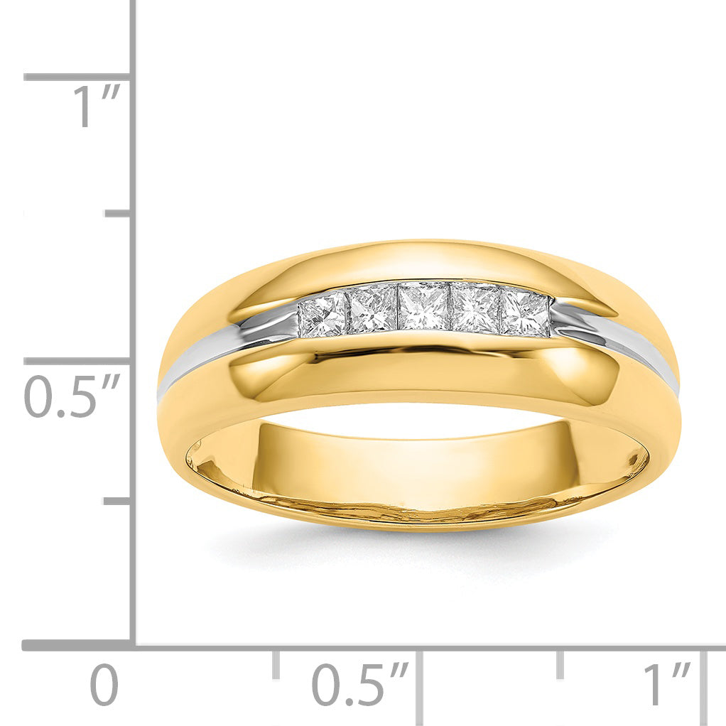 14k with Rhodium Diamond Mens Ring