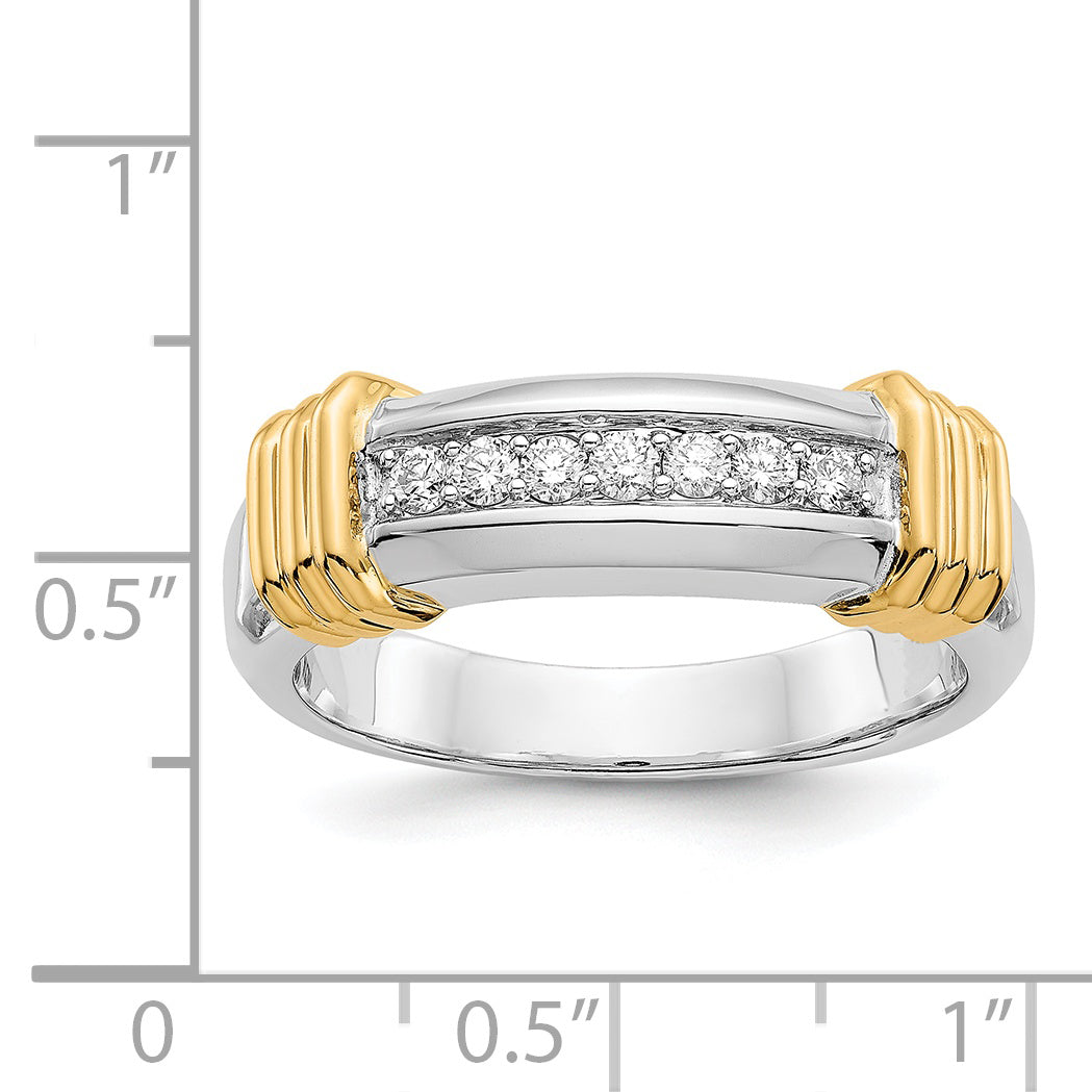 14k Two-tone Diamond Mens Ring
