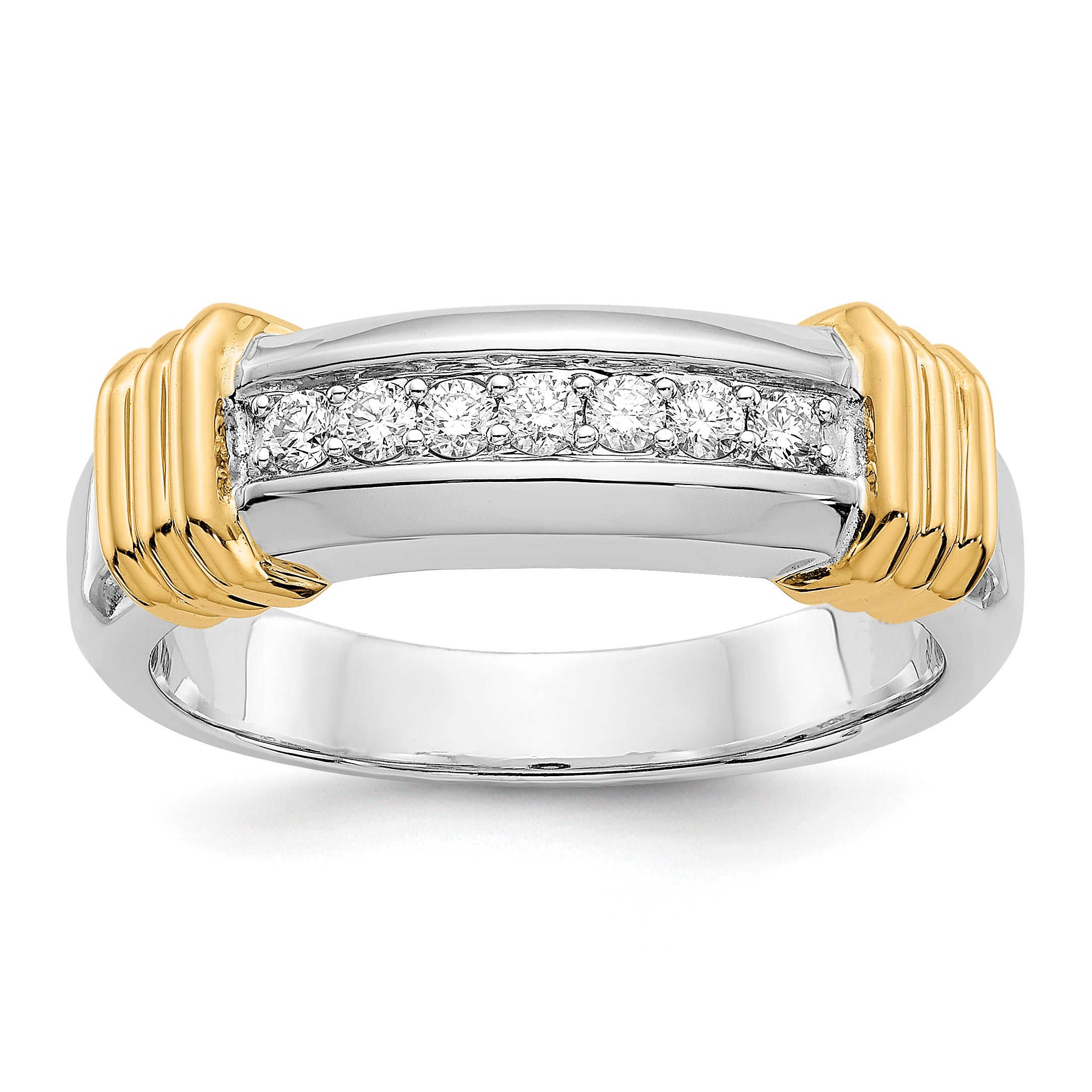 14k Two-tone Diamond Mens Ring Main image