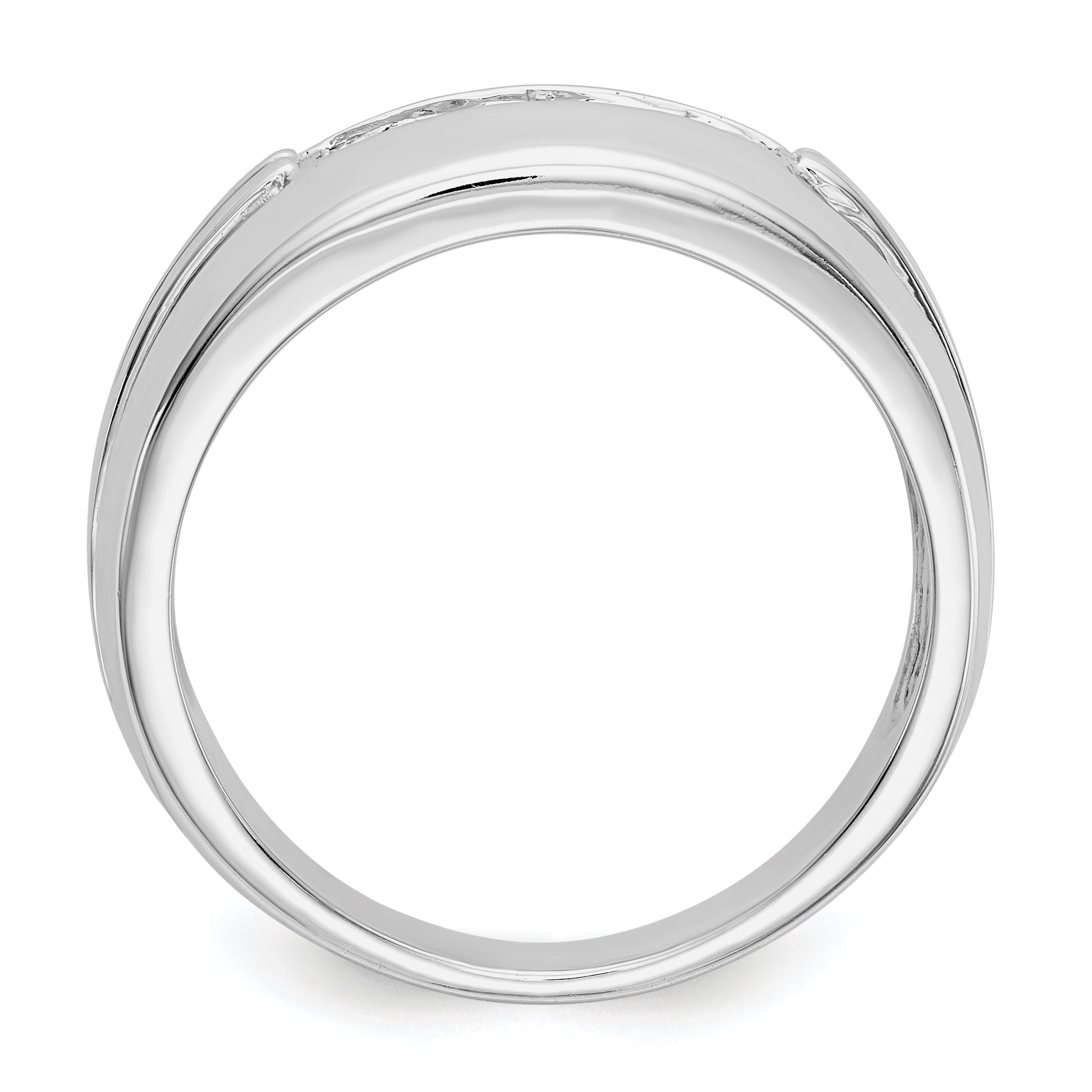 14k White Gold Diamond 5-stone Mens Ring