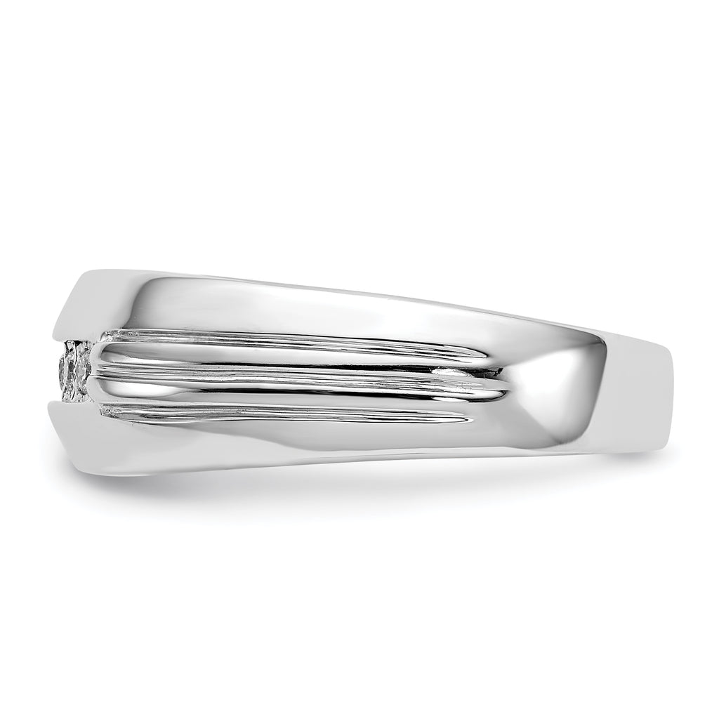 14k White Gold Diamond 5-stone Mens Ring